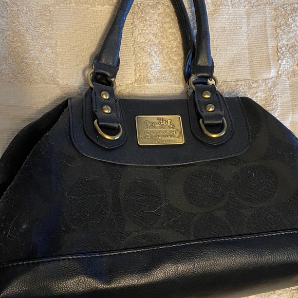 Coach Black Satchel with Gold Accents - Picture 1 of 4